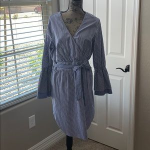 Blue and white striped lightweight dress